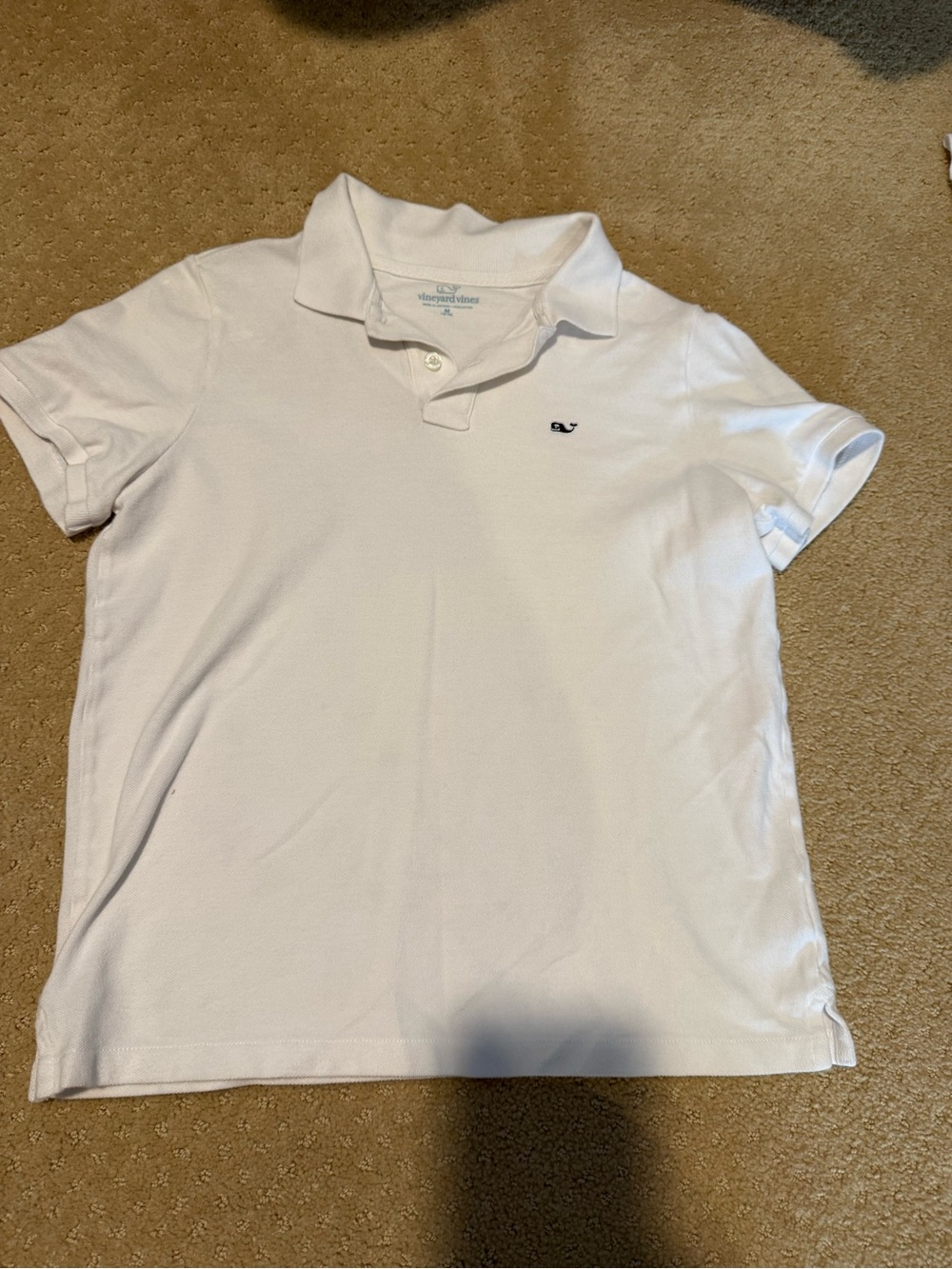 Vineyard Vines White Men’s Short-Sleeve Polo with Whale Logo